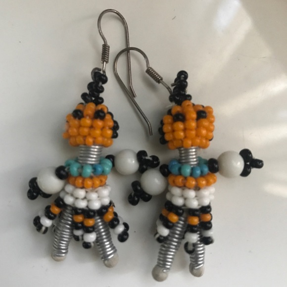 Handmade Beaded Kachina Doll Earrings - Picture 2 of 3